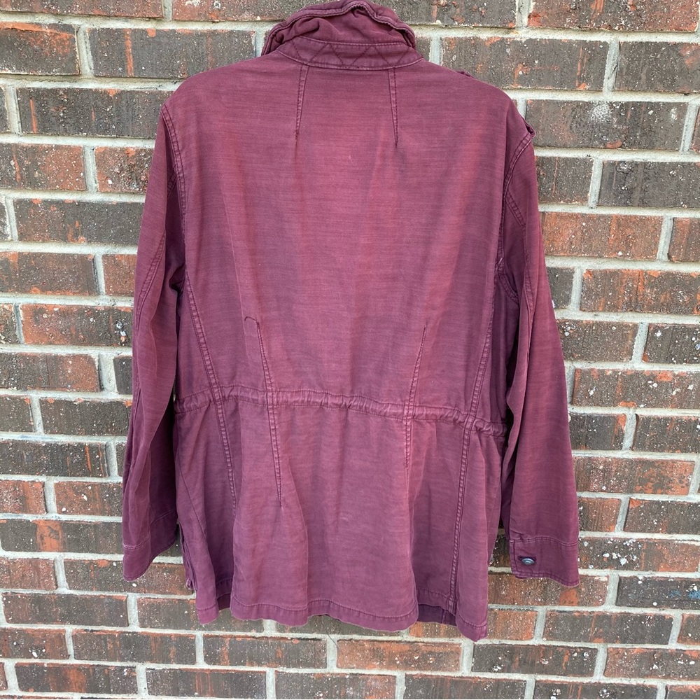 Burgundy Free People Button Accented Utility Jacket - Picture 6 of 8